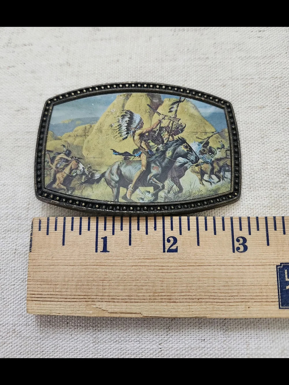 Vintage Pictorial Native American Belt Buckle